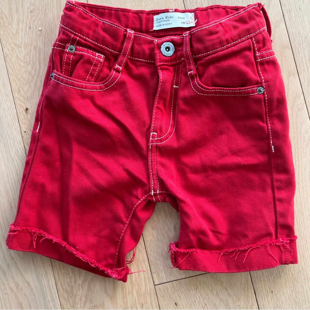 Zara Red Kids Denim Shorts Boy size 5T